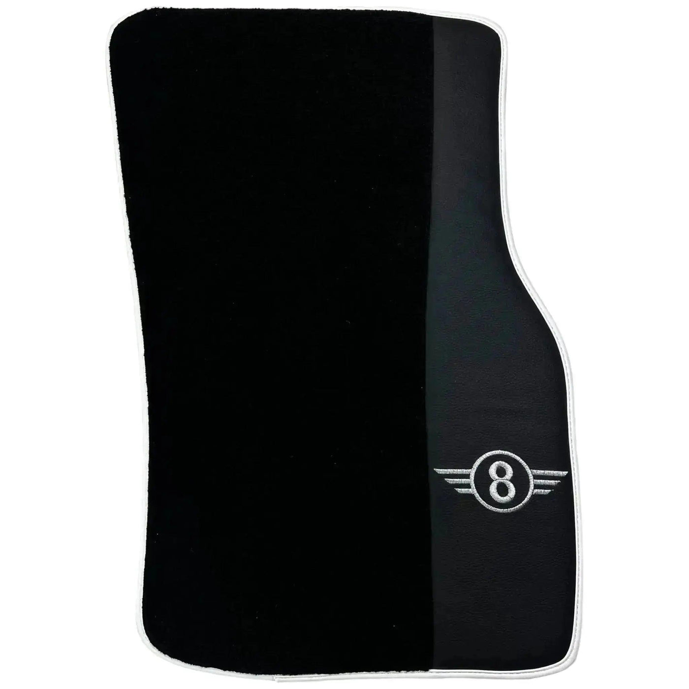 Black Floor Mats for Mini Cooper / One R56 (2007-2014) with Leather | White Trim - AutoWin