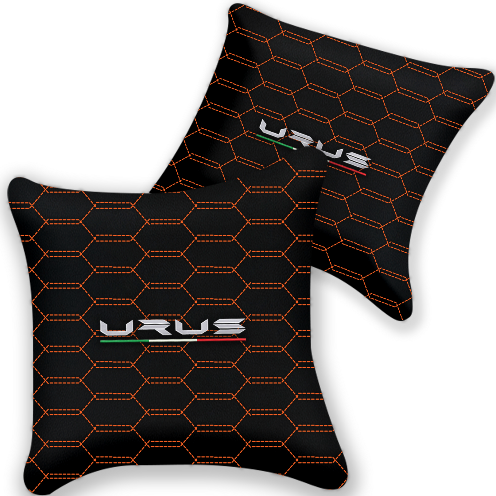Customizable Black Leather Pillows - Set of 2 for Lamborghini