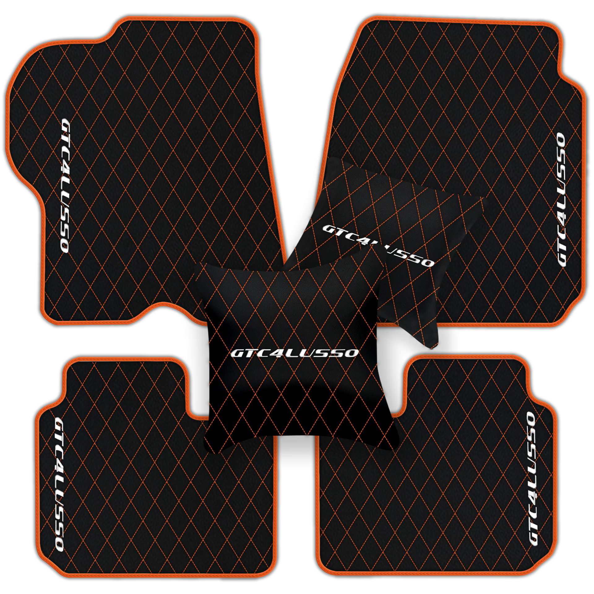 Luxury Black Leather Floor Mats for Ferrari Roma (2021-2024)