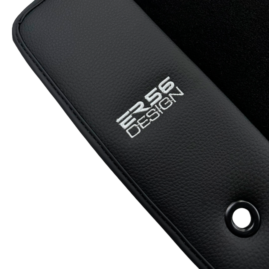 ER56 Design Black Floor Mats for Chevrolet Spark Hatchback (2013-2015) with Leather
