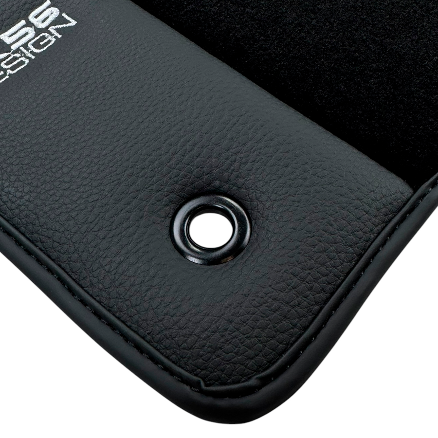ER56 Design Black Floor Mats for Chevrolet Spark Hatchback (2013-2015) with Leather