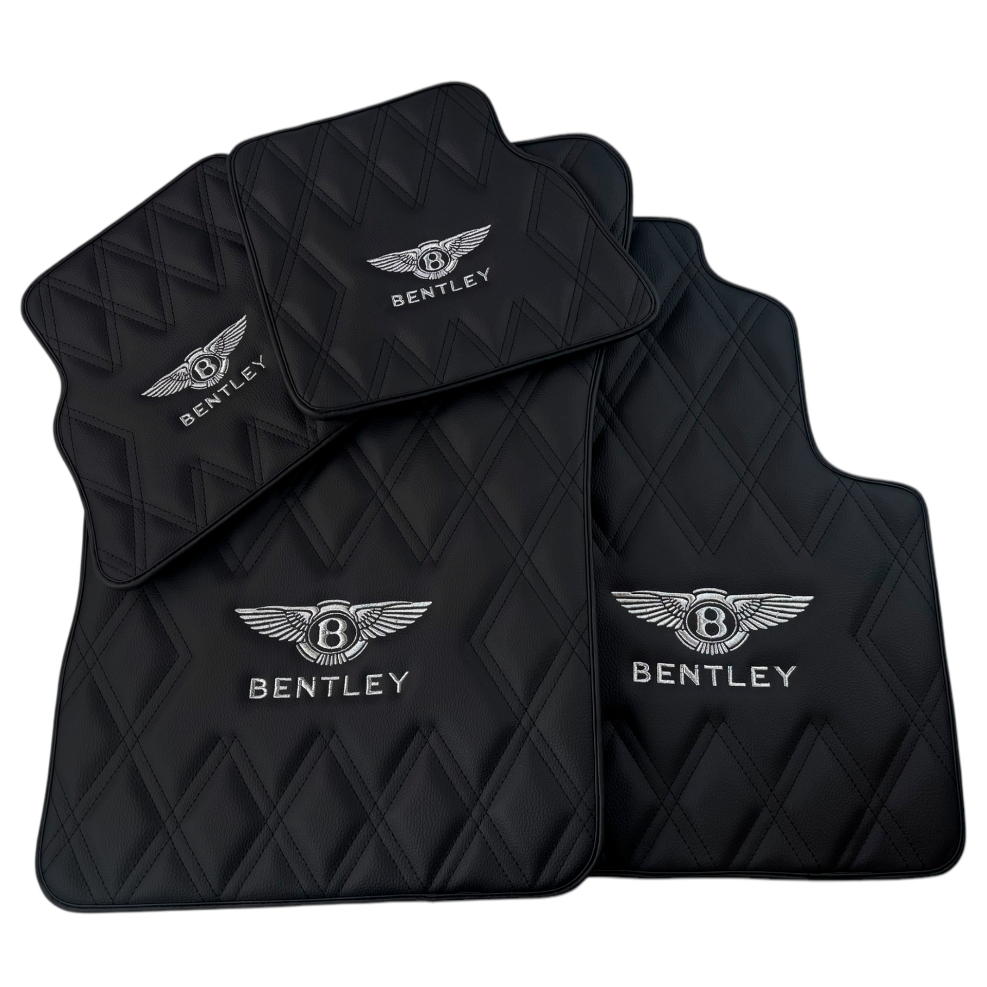 Black Leather Floor Mats for Bentley Continental GTC 2018-2023 (RHD)