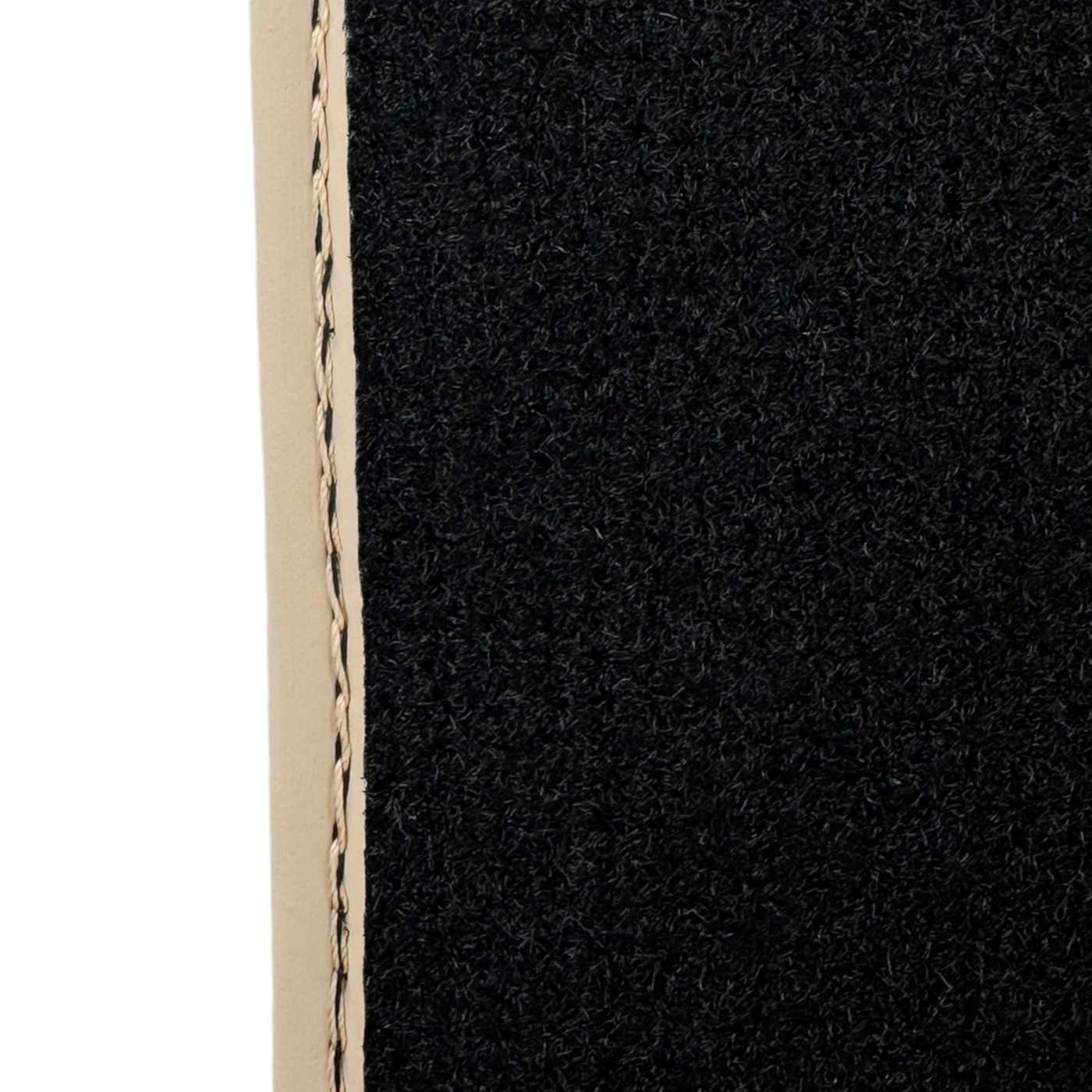 Black Stitched Leather Floor Mats with Logo for Maserati Quattroporte | Beige Trim