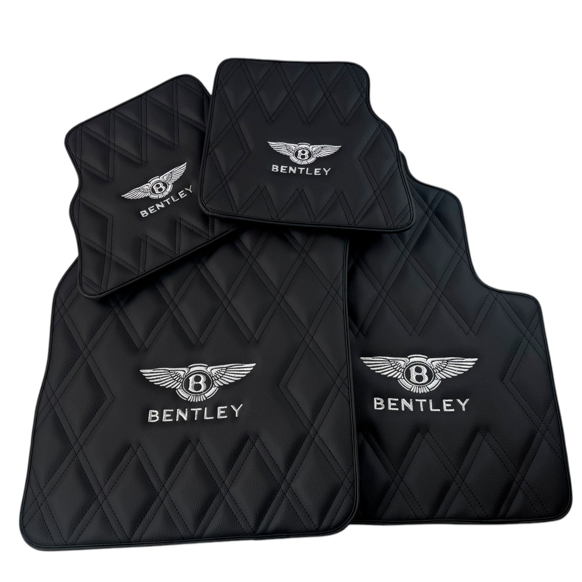 Black Leather Floor Mats for Bentley Continental GTC 2018-2023 (RHD)