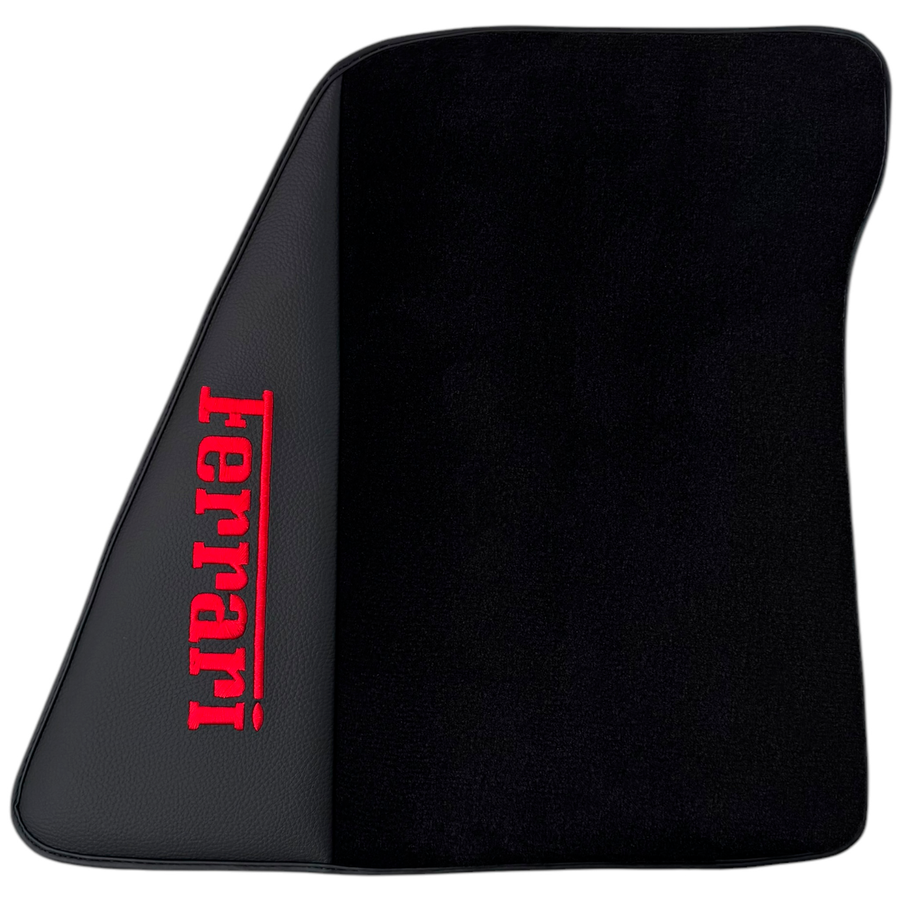 Black Floor Mats for Ferrari 296 GTS (2022-2024) with Leather | Red Logo