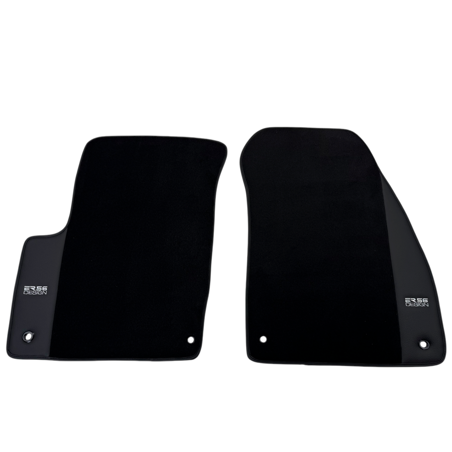 ER56 Design Black Floor Mats for Chevrolet Spark Hatchback (2013-2015) with Leather