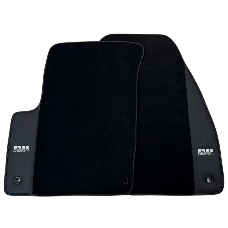 ER56 Design Black Floor Mats for Chevrolet Spark Hatchback (2013-2015) with Leather