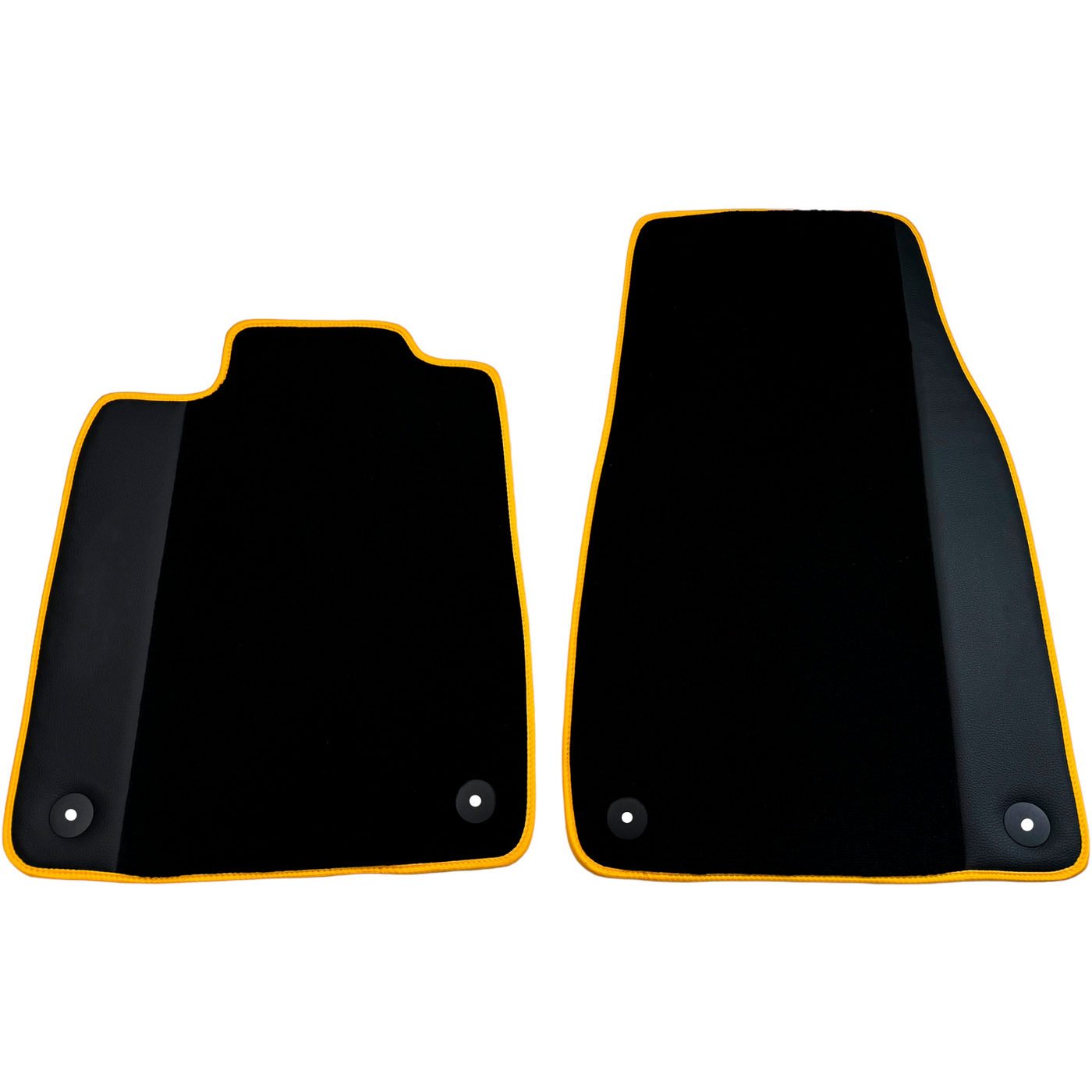 Black Floor Mats for Porsche Taycan (2019-2023) with Leather | Yellow Trim