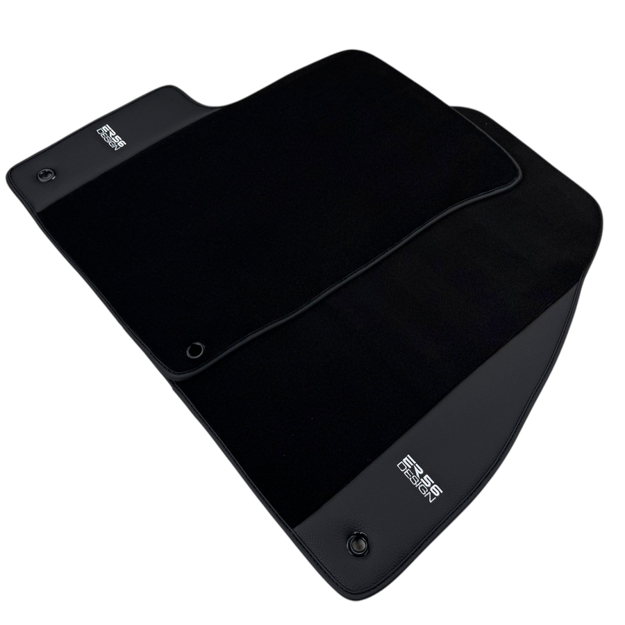 ER56 Design Black Floor Mats for Chevrolet Spark Hatchback (2013-2015) with Leather