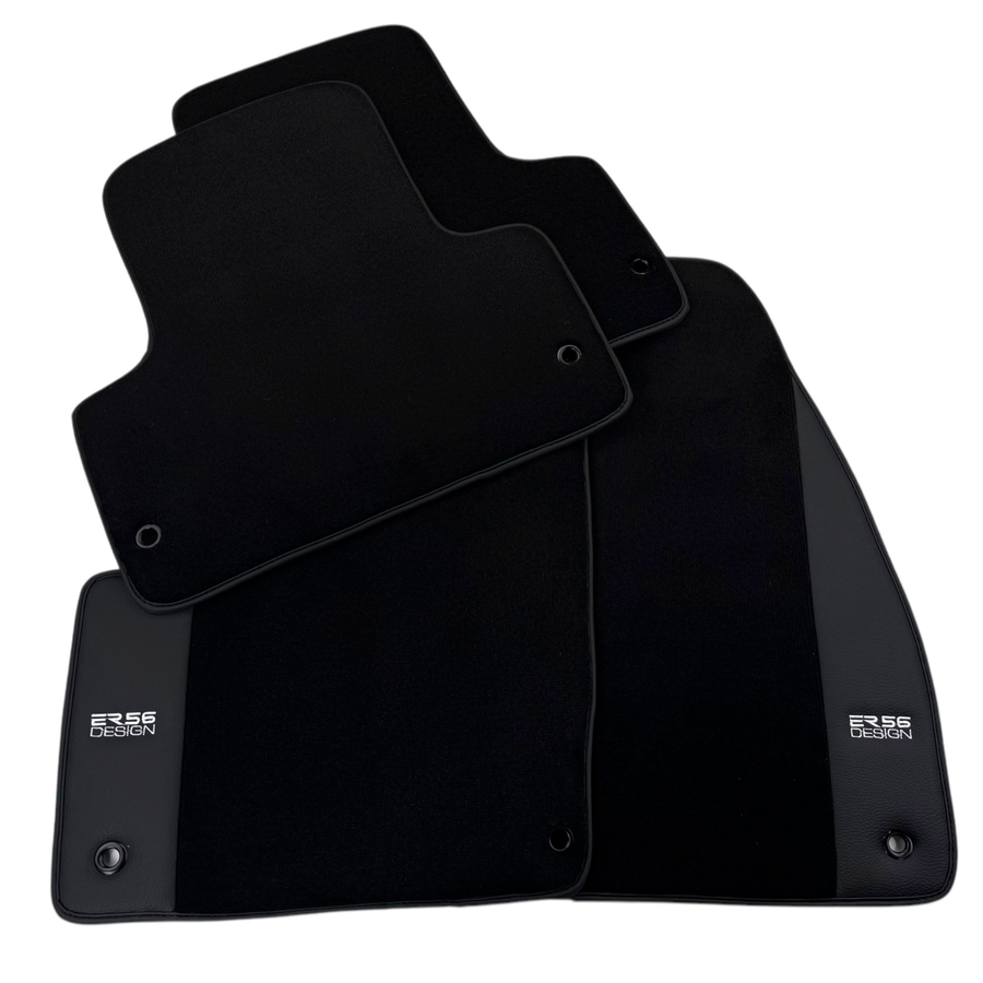 ER56 Design Black Floor Mats for Chevrolet Spark Hatchback (2013-2015) with Leather