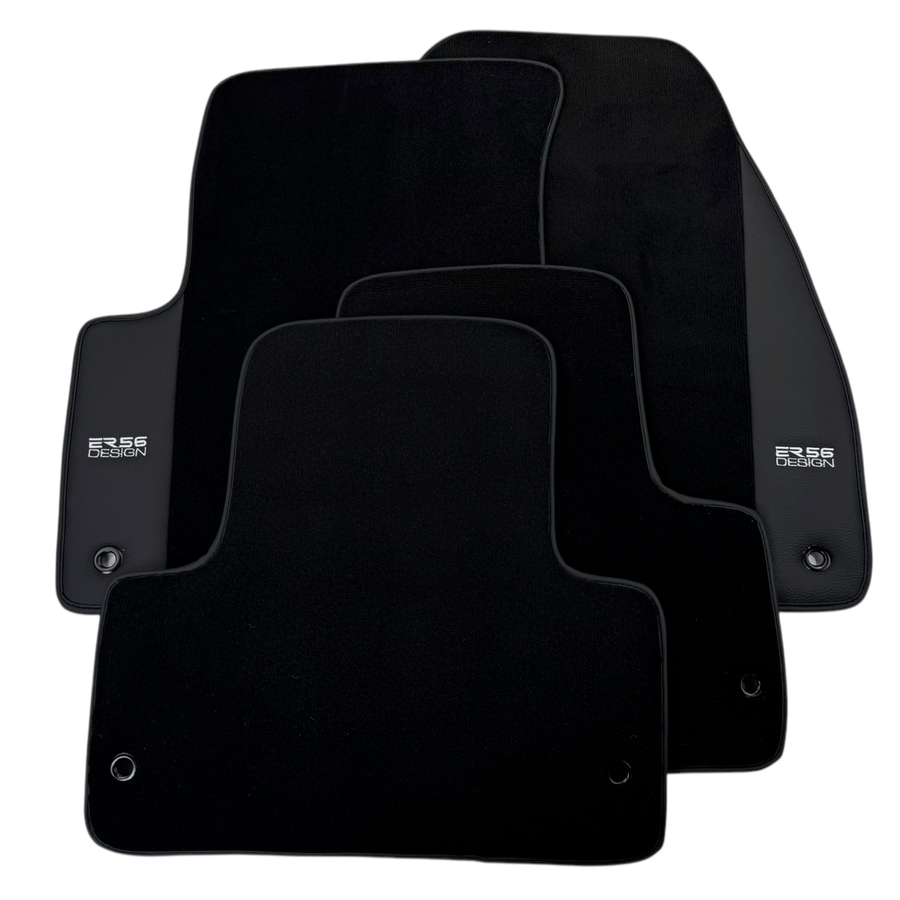 ER56 Design Black Floor Mats for Chevrolet Spark Hatchback (2013-2015) with Leather