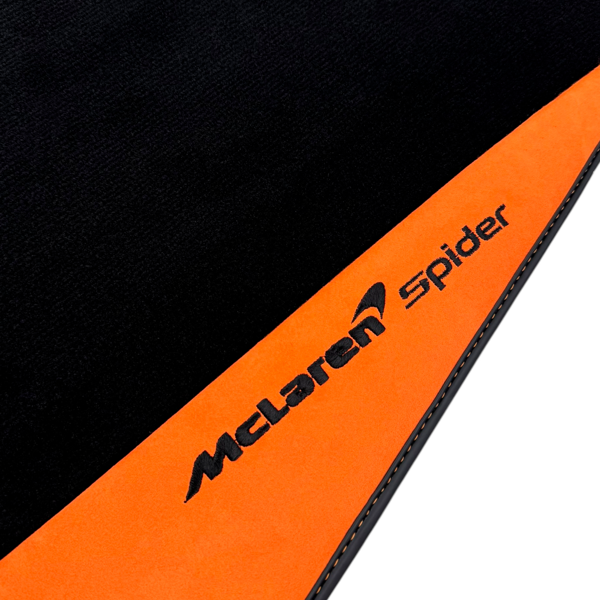 Black Floor Mats For McLaren Spider with Orange Alcantara Leather