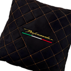 Lamborghini Countach Black Alcantara Leather Pillows - Tan Sewing