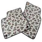 White Floral Skull Design Car Floor Mats for Lamborghini Urus (2018-2026)