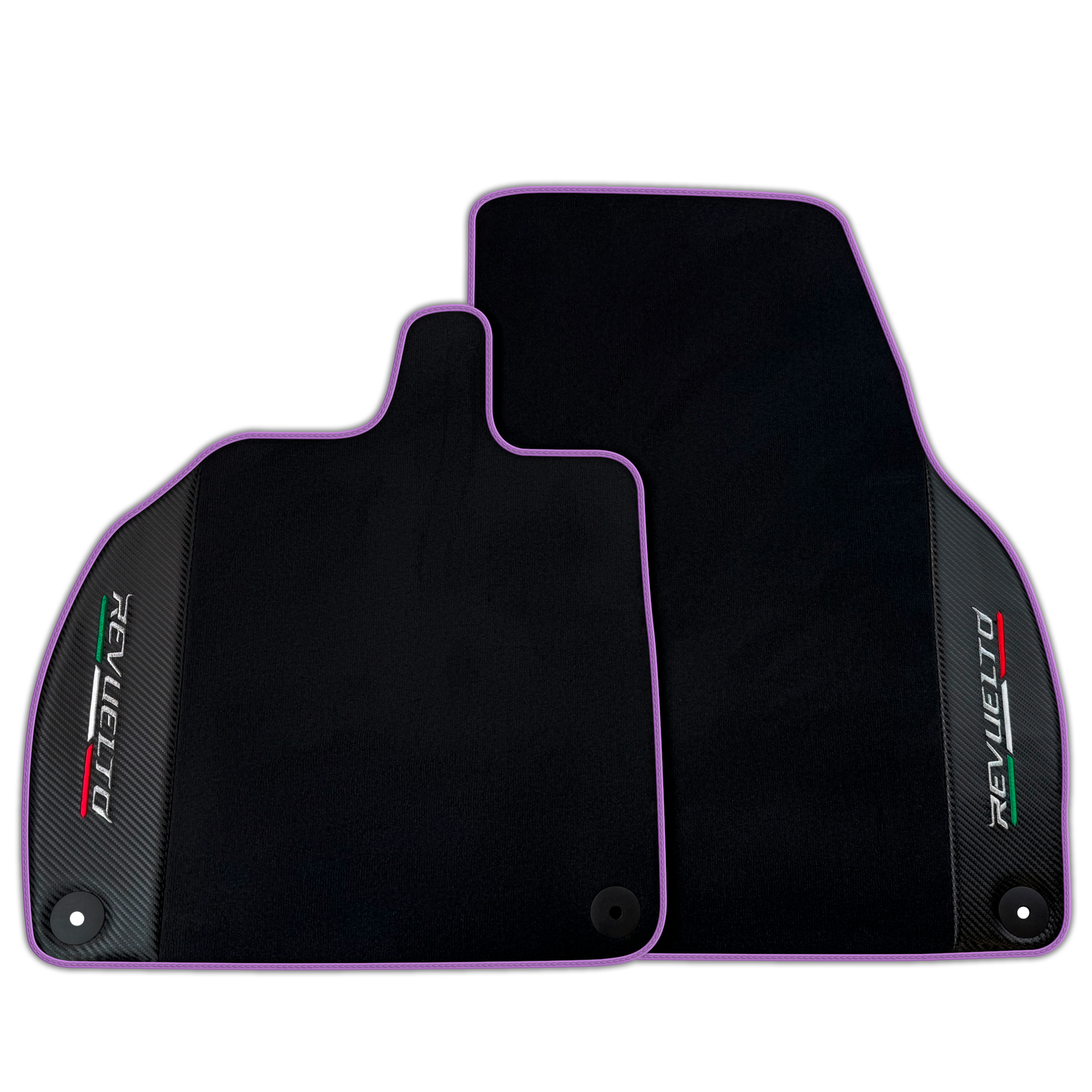 Black Floor Mats with Carbon Fiber for Lamborghini Revuelto (2024-2025) | Various Trim Colors