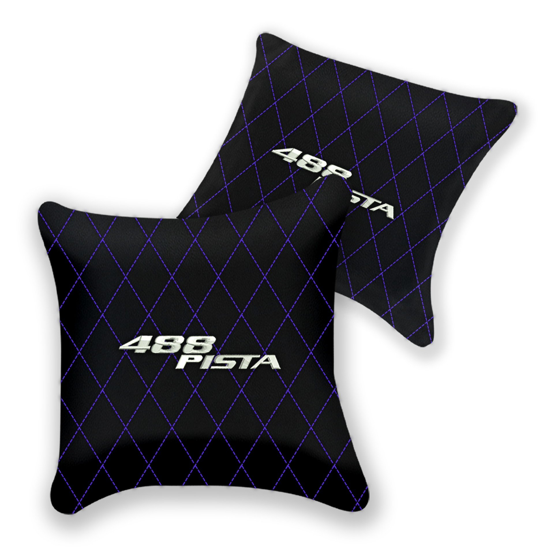 Customizable Black Leather Pillows for Ferrari 488 GTB (2016-2022)