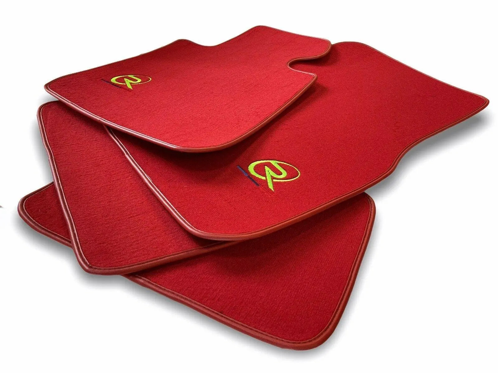 Red Floor Mats For BMW Gran Tourer F46 (2015-2022) 7 Seats ROVBUT Brand Tailored Set Perfect Fit Green SNIP Collection - AutoWin