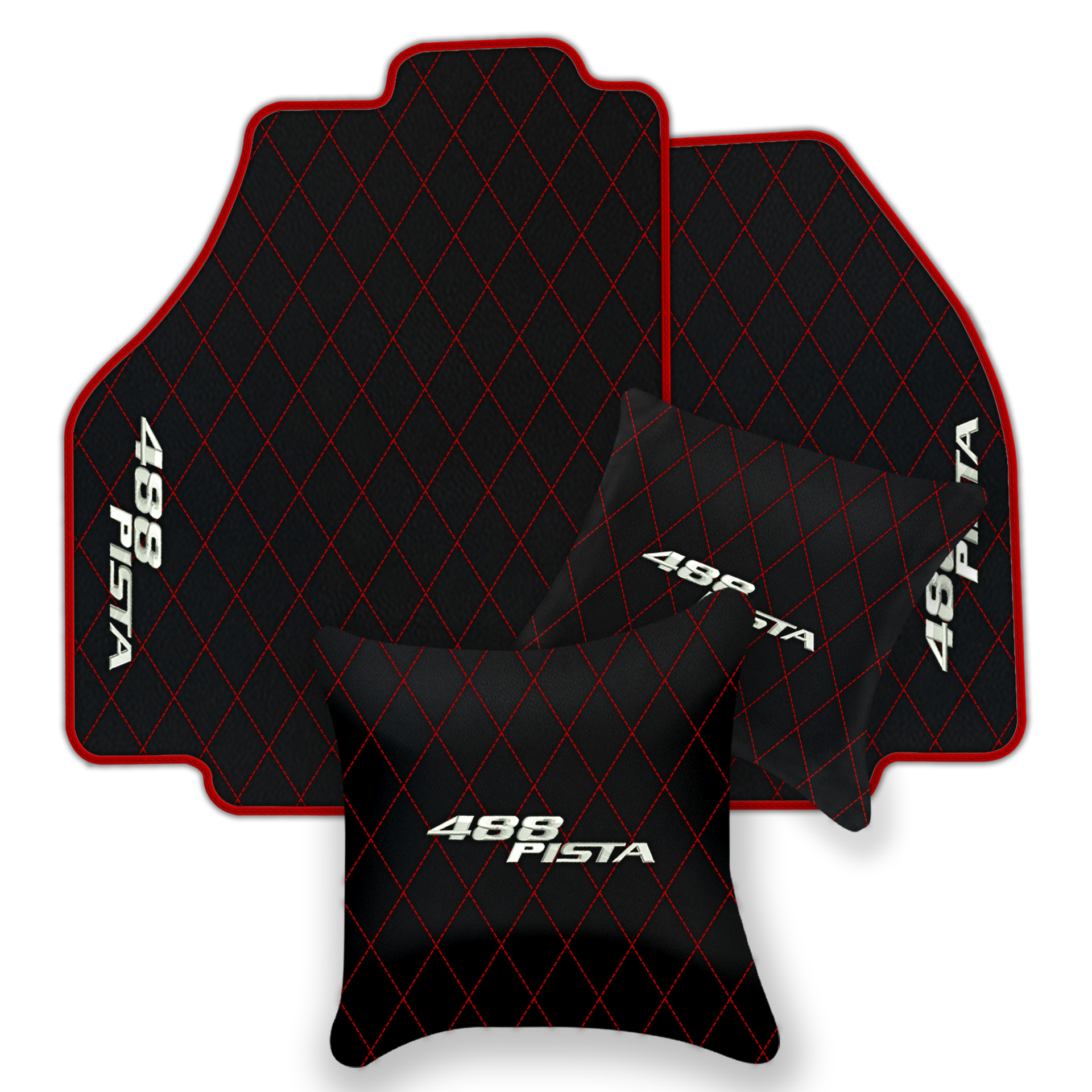 Luxury Black Leather Floor Mats for Ferrari 488 GTB (2016-2022)