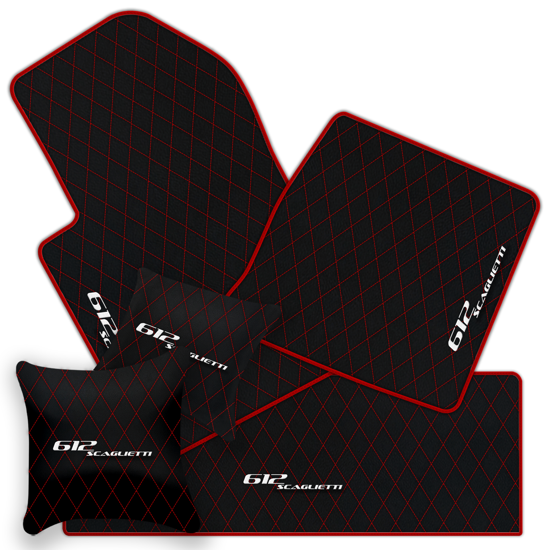 Luxury Black Leather Floor Mats for Ferrari 612 Scaglietti (2005-2011)