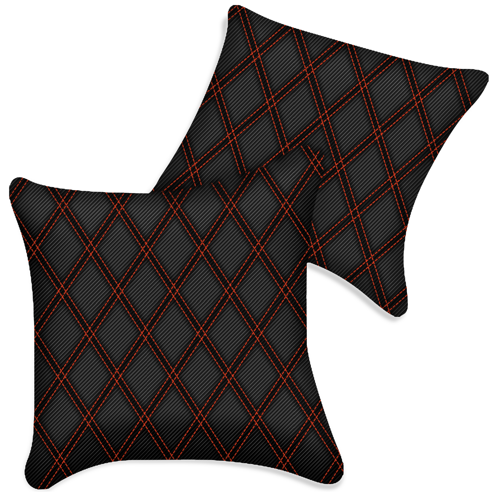 Customizable Black Carbon Fiber Pillows Set of 2 for All Vehicles | Double Diamond Pattern
