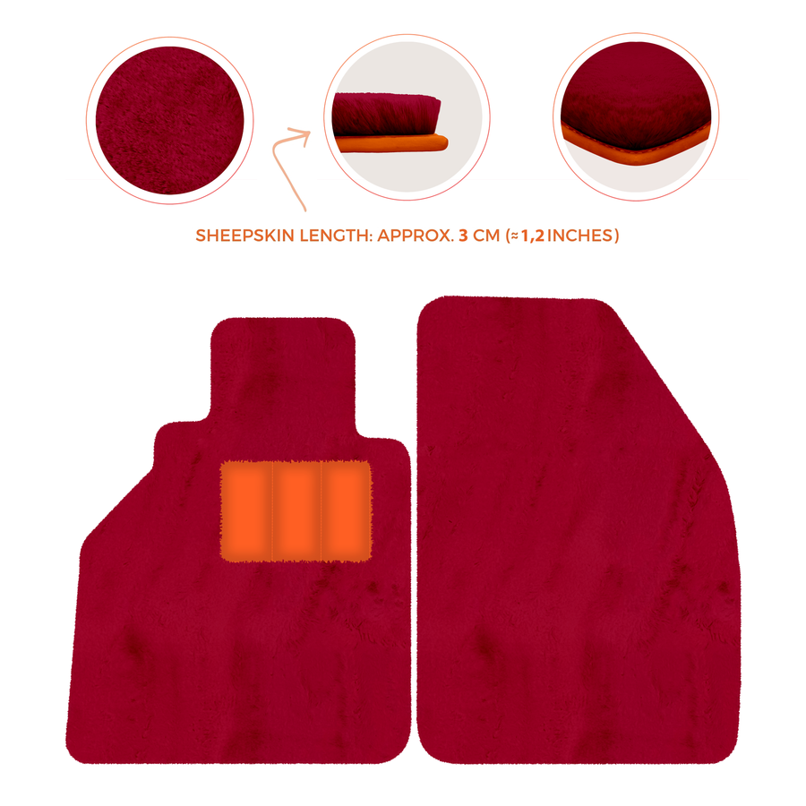 Sheepskin Floor Mats for Porsche 986 Boxster (1996-2004) - Sheepskin Length, Various Color Options
