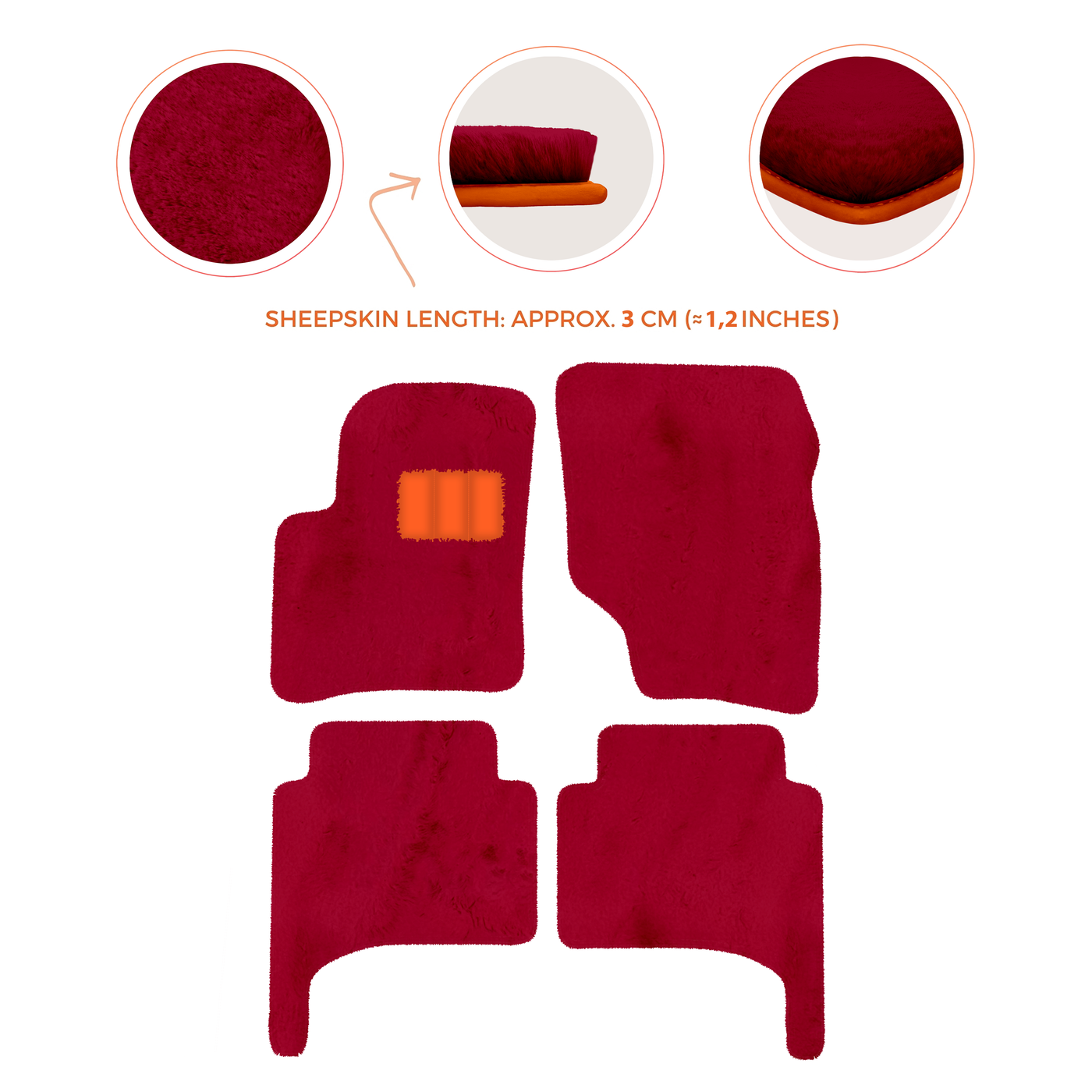 Premium Quality Sheepskin Floor Mats for Porsche 550 (1953-1956)