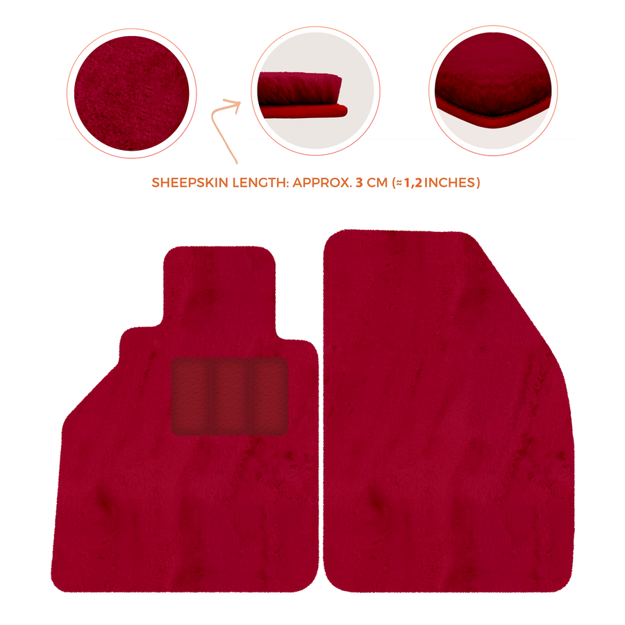 Sheepskin Floor Mats for Porsche 986 Boxster (1996-2004) - Sheepskin Length, Various Color Options