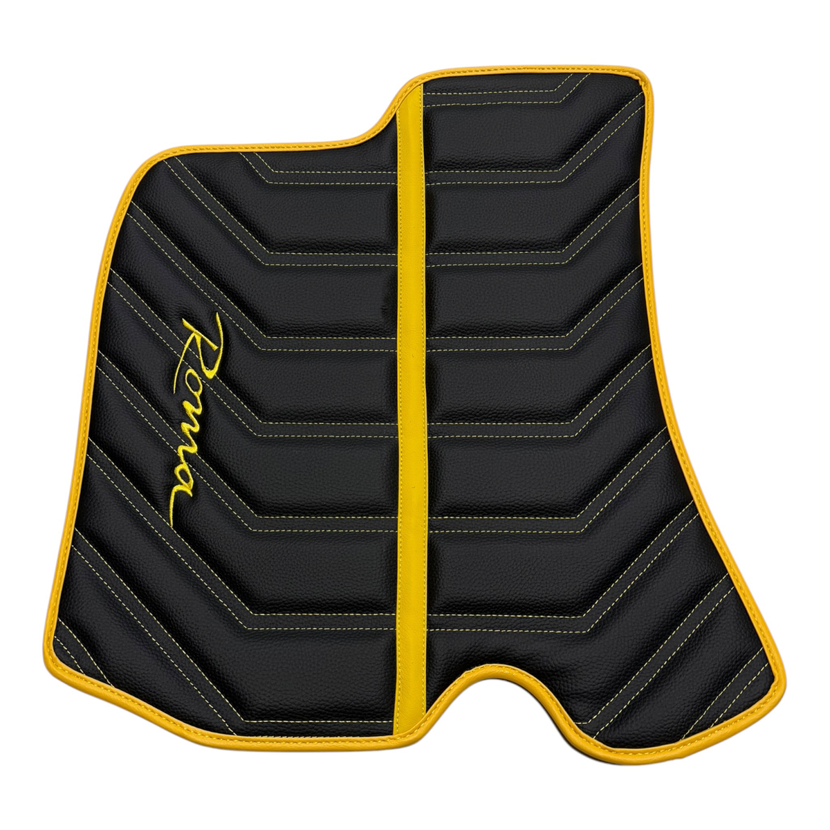 Black Leather Floor Mats for Ferrari Roma (2021-2027) Yellow Sewing