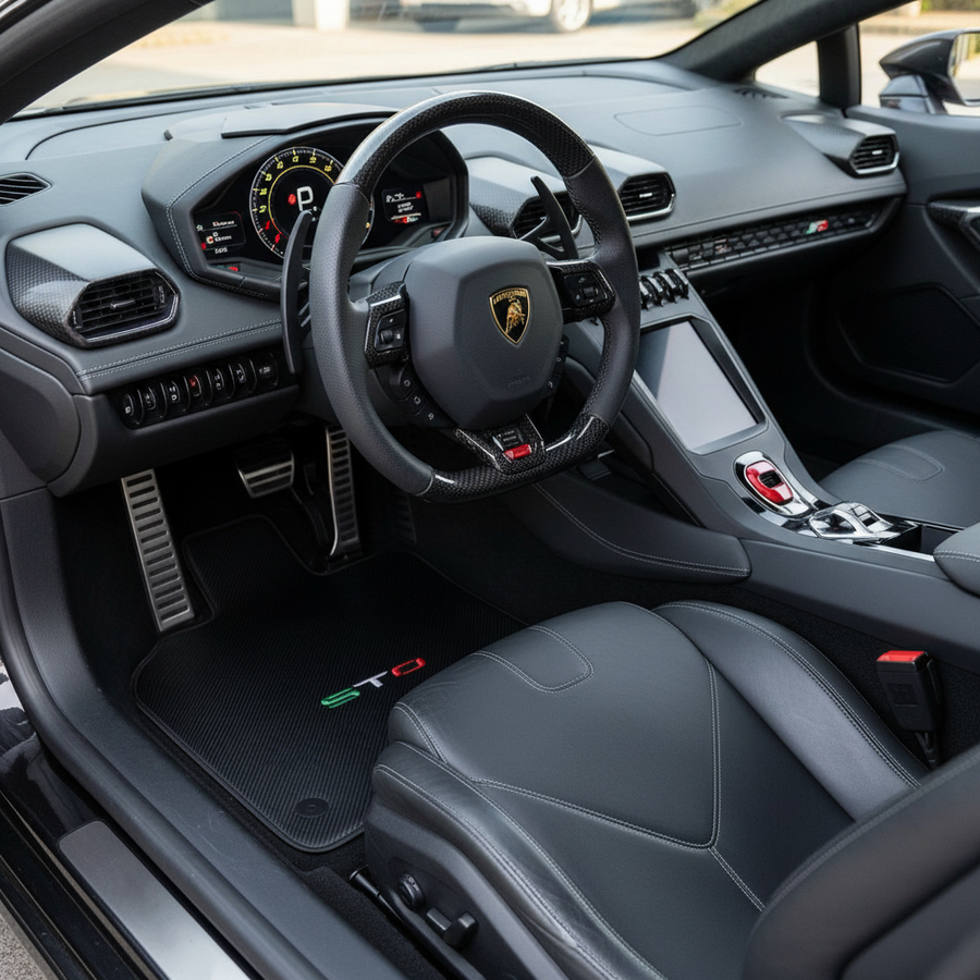 Carbonfaser Autofußmatten für Lamborghini Huracan STO Italienische Edition
