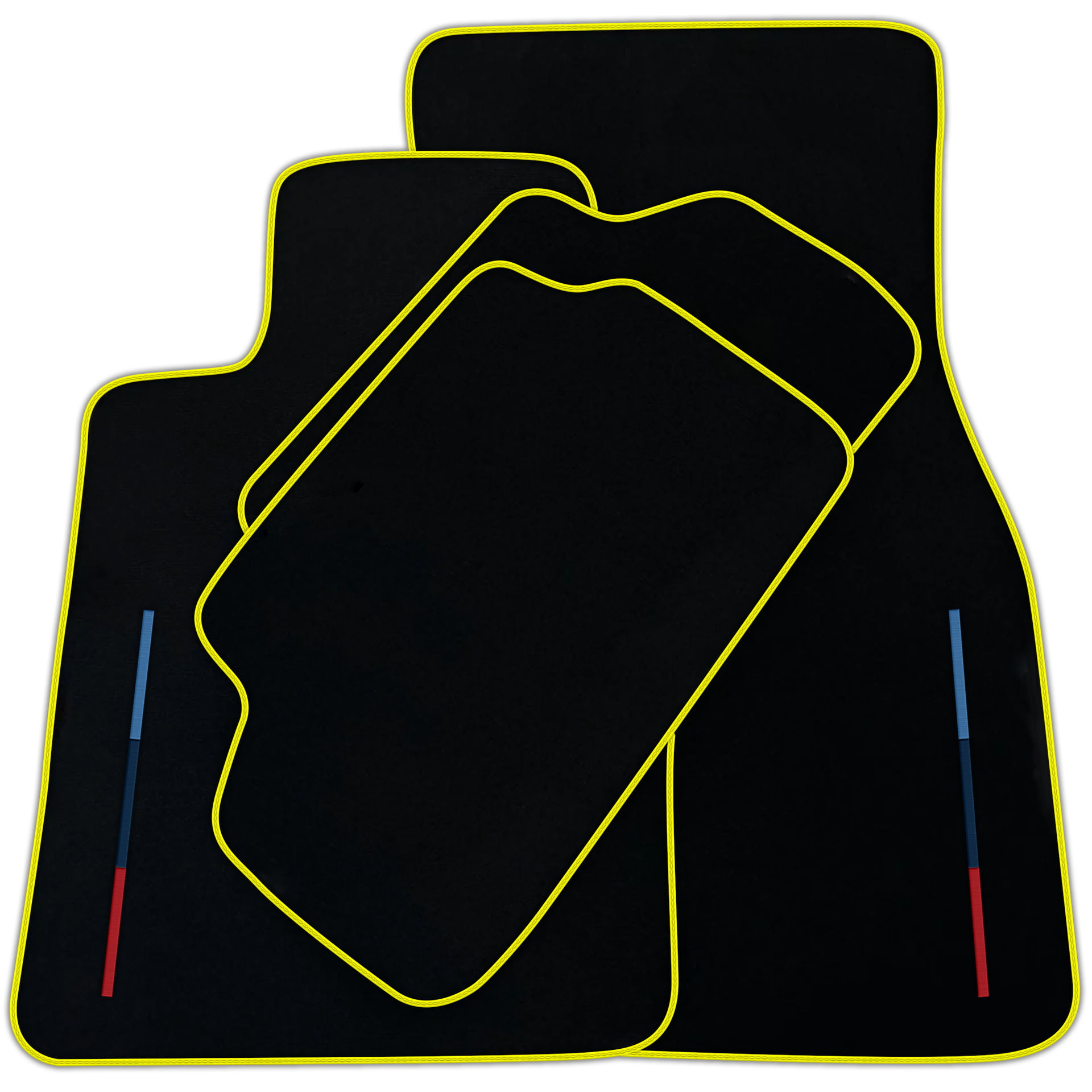 Black Floor Mats For BMW M6 F06 Gran Coupe With 3 Color Stripes Tailored Set Perfect Fit | Various Trim Colors