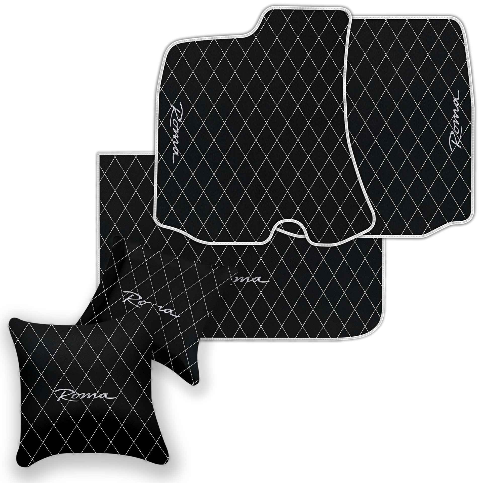 Premium Black Leather Floor Mats for Ferrari Portofino (2018-2023)