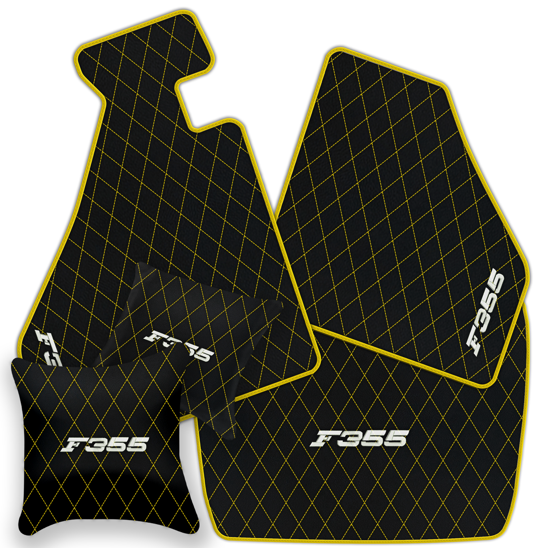 Luxury Black Leather Floor Mats for Ferrari 488 Spider (2016-2022)