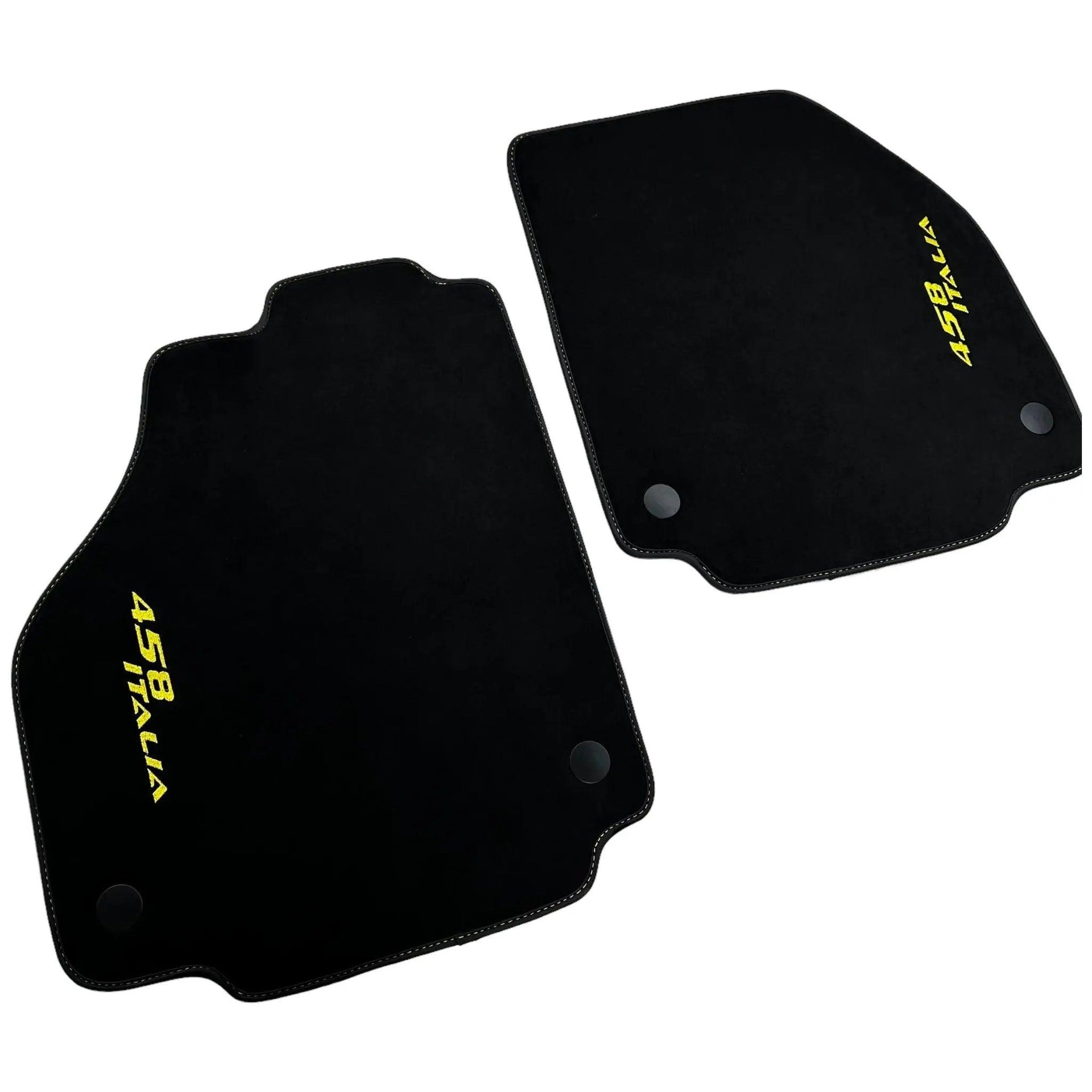 Alcantara Black Floor Mats For Ferrari 458 Italia (2009-2015) Yellow - AutoWin
