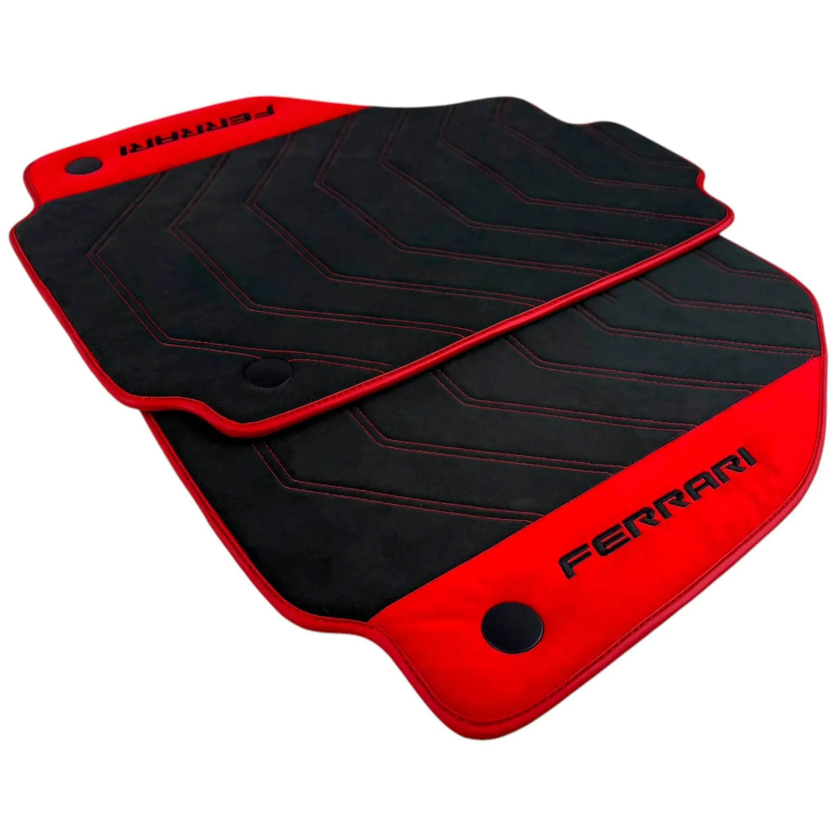 Alcantara Black Floor Mats for Ferrari 488 GTB (2016-2022) with Red Alcantara