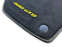 Alcantara Floor Mats For Ferrari 488 GTB 2016-2022 Yellow Logo - AutoWin
