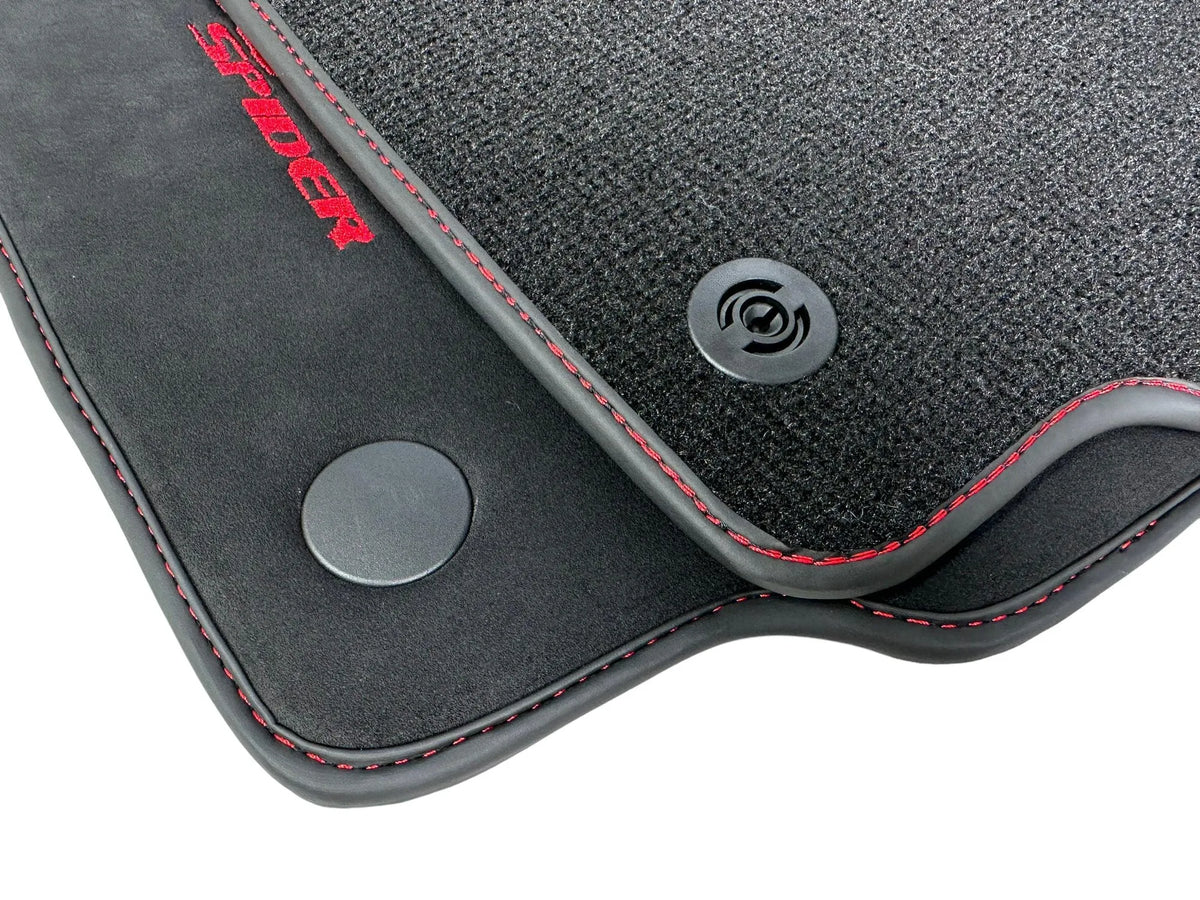 Alcantara Floor Mats for Ferrari 488 Spider 2016-2022 Red Sewing - AutoWin