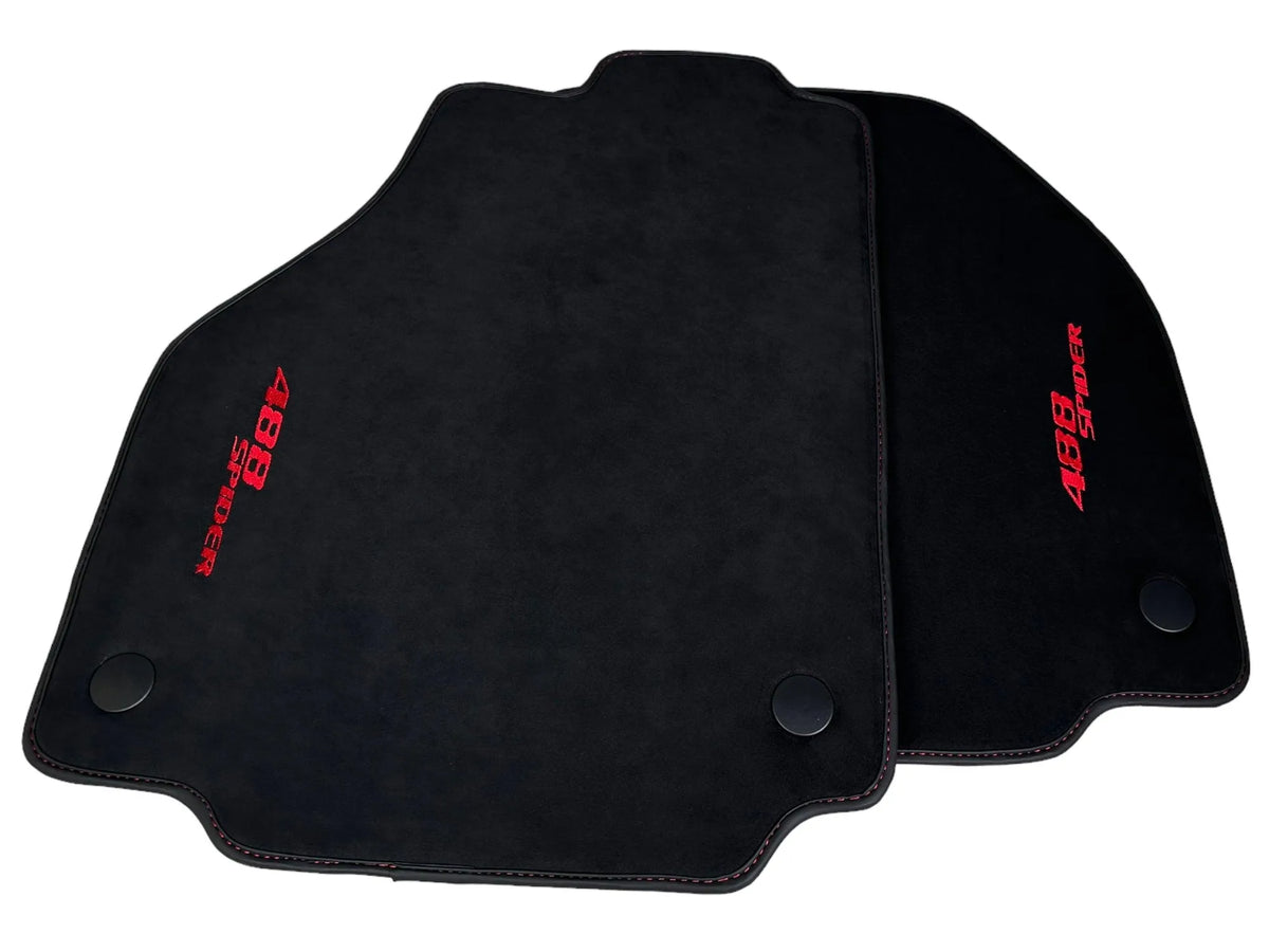 Alcantara Floor Mats for Ferrari 488 Spider 2016-2022 Red Sewing - AutoWin