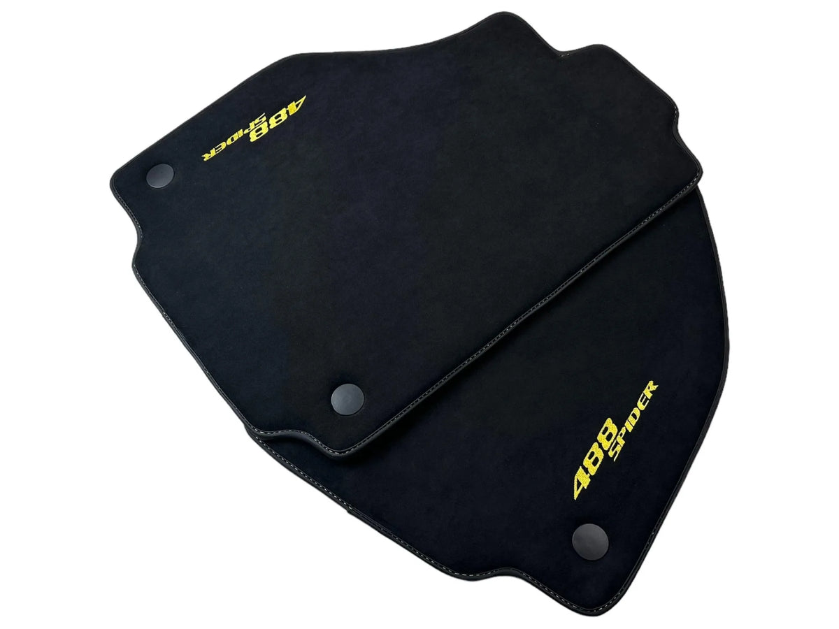 Alcantara Floor Mats for Ferrari 488 Spider 2016-2022 Yellow Sewing - AutoWin
