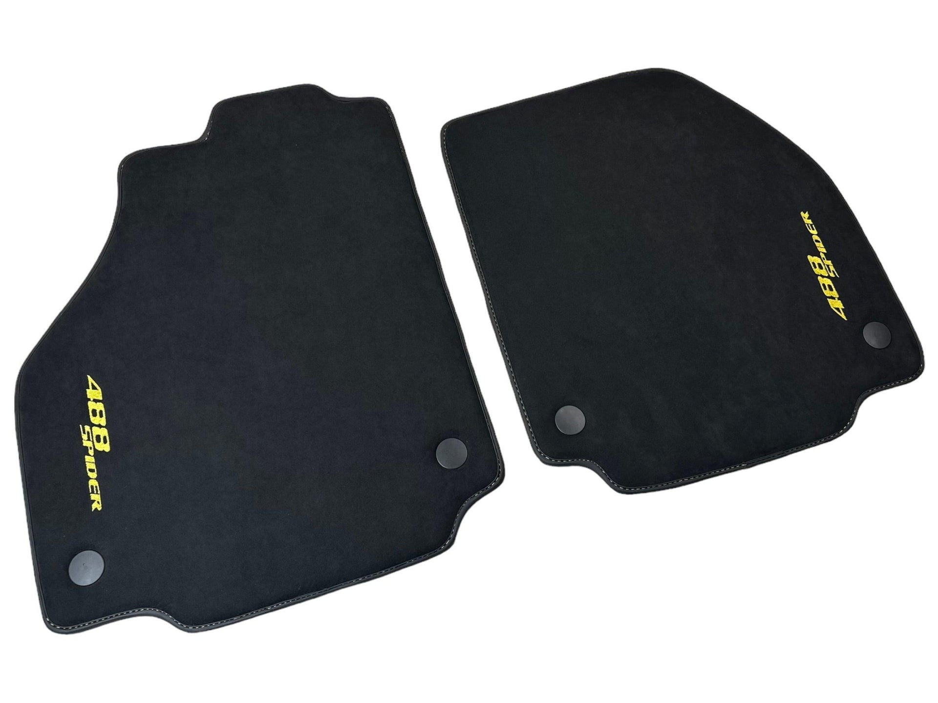 Alcantara Floor Mats for Ferrari 488 Spider 2016-2022 Yellow Sewing - AutoWin