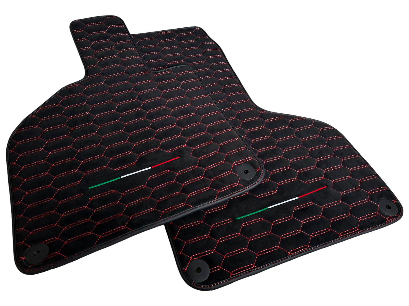 Custom Alcantara Floor Mats for Lamborghini Huracan Red Sewing