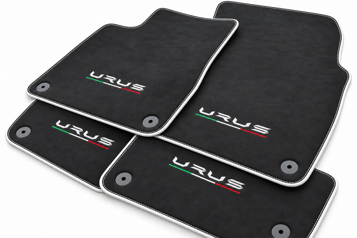 Alcantara Floor Mats For Lamborghini Urus White trim