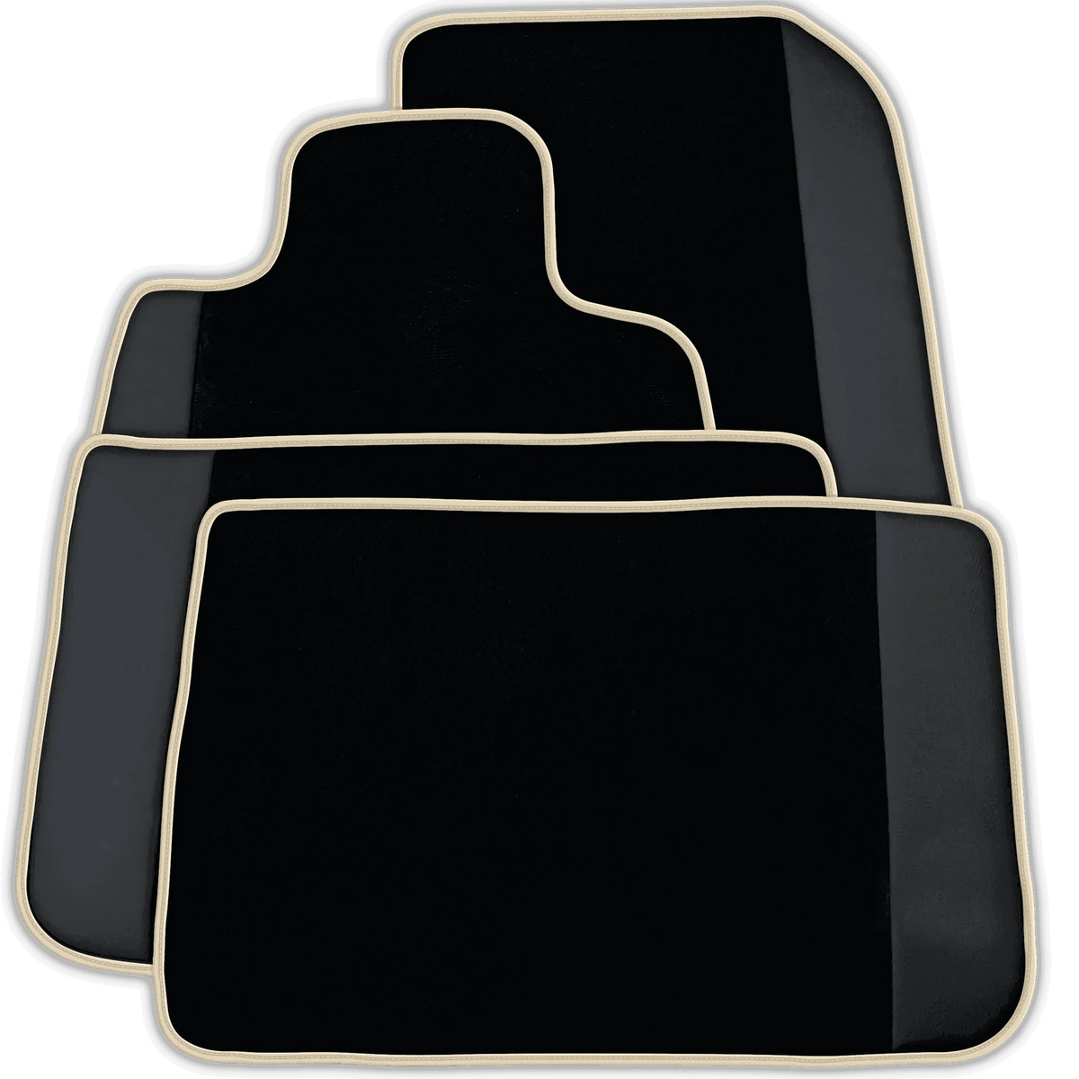 AutoWin Black Floor Mats for Rolls Royce Phantom Sedan (2003-2016) with Leather | Various Trim Colors