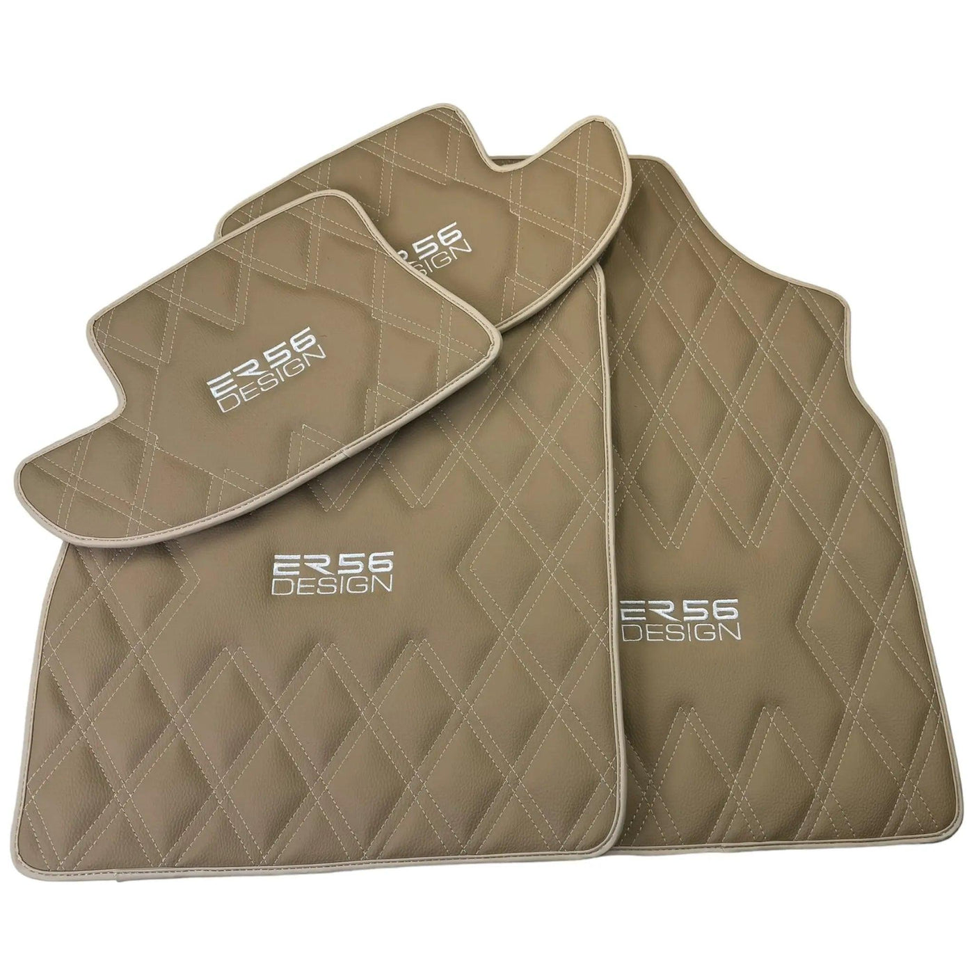Beige Floor Mats for Bentley Continental GT (2003–2011) with Leather | ER56 Design - AutoWin