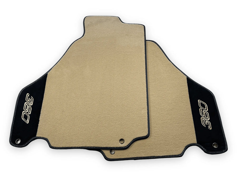 Beige Autofußmatten für Ferrari 360 Modena 1999-2005 mit Alcantara-Leder - AutoWin