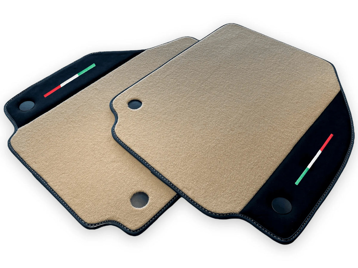 Beige Floor Mats For Ferrari 488 GTB 2016-2022 Carpets With Alcantara Leather - AutoWin