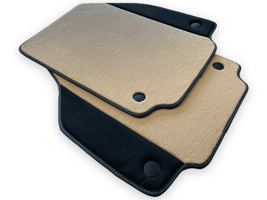 Beige Floor Mats For Ferrari 488 GTB 2016-2022 Carpets With Alcantara Leather - AutoWin