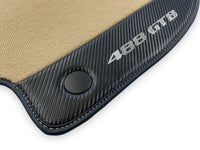 Beige Floor Mats For Ferrari 488 GTB 2016-2022 Carpets With Carbon Fiber - AutoWin