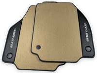 Beige Floor Mats For Ferrari 488 GTB 2016-2022 Carpets With Carbon Fiber - AutoWin
