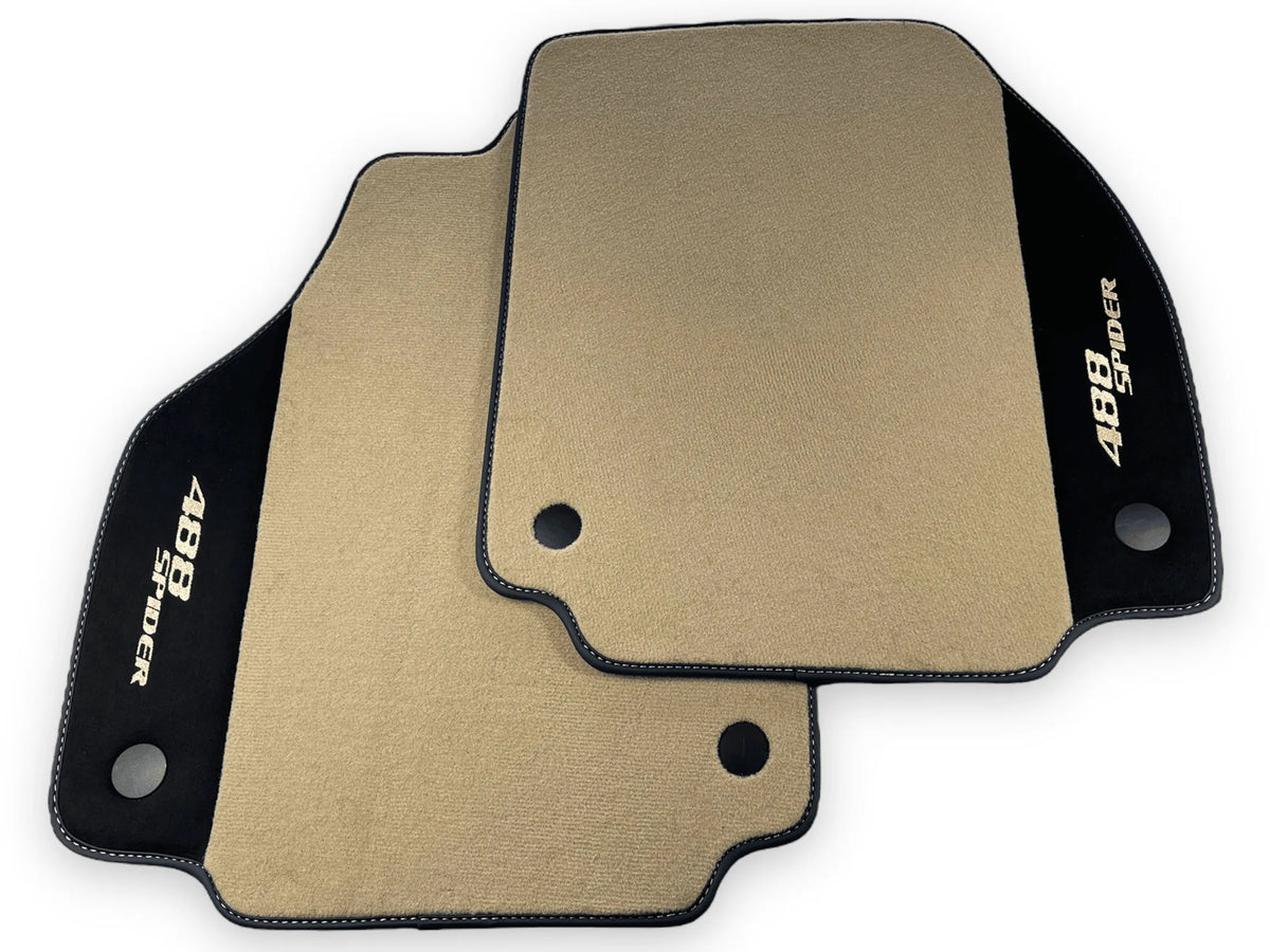 Beige Floor Mats For Ferrari 488 Spider 2015-2022 With Alcantara Leather - AutoWin