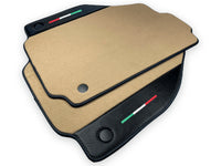 Beige Floor Mats For Ferrari 488 Spider 2015-2022 With Carbon Fiber Leather - AutoWin